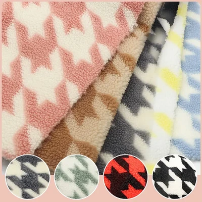 Houndstooth Print vilnas šerpa audums