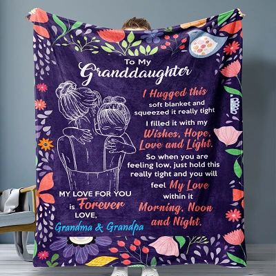 Letter Winter Sherpa Throw Blanket