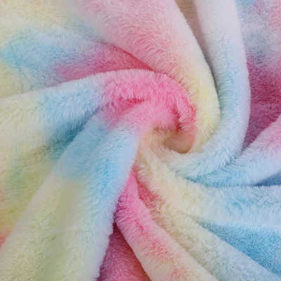 Rainbow Rabbit mākslīgās kažokādas audums