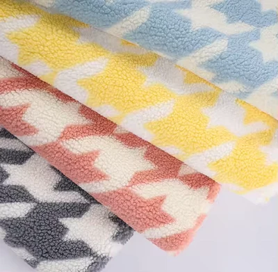 HoundStooth Sherpa jēra kažokādas vilnas audums